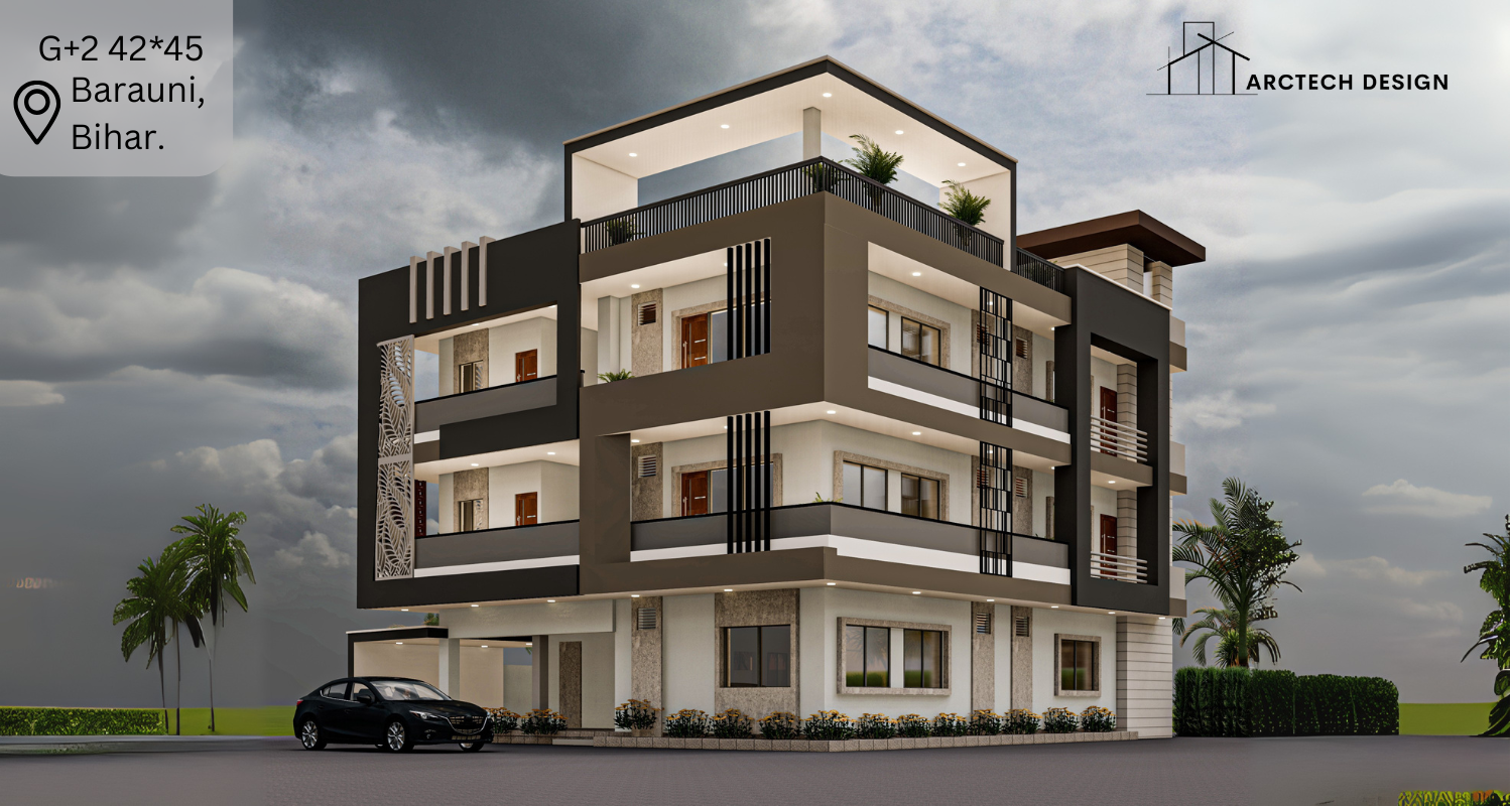 Front Elevation G+2 Residential 42*45